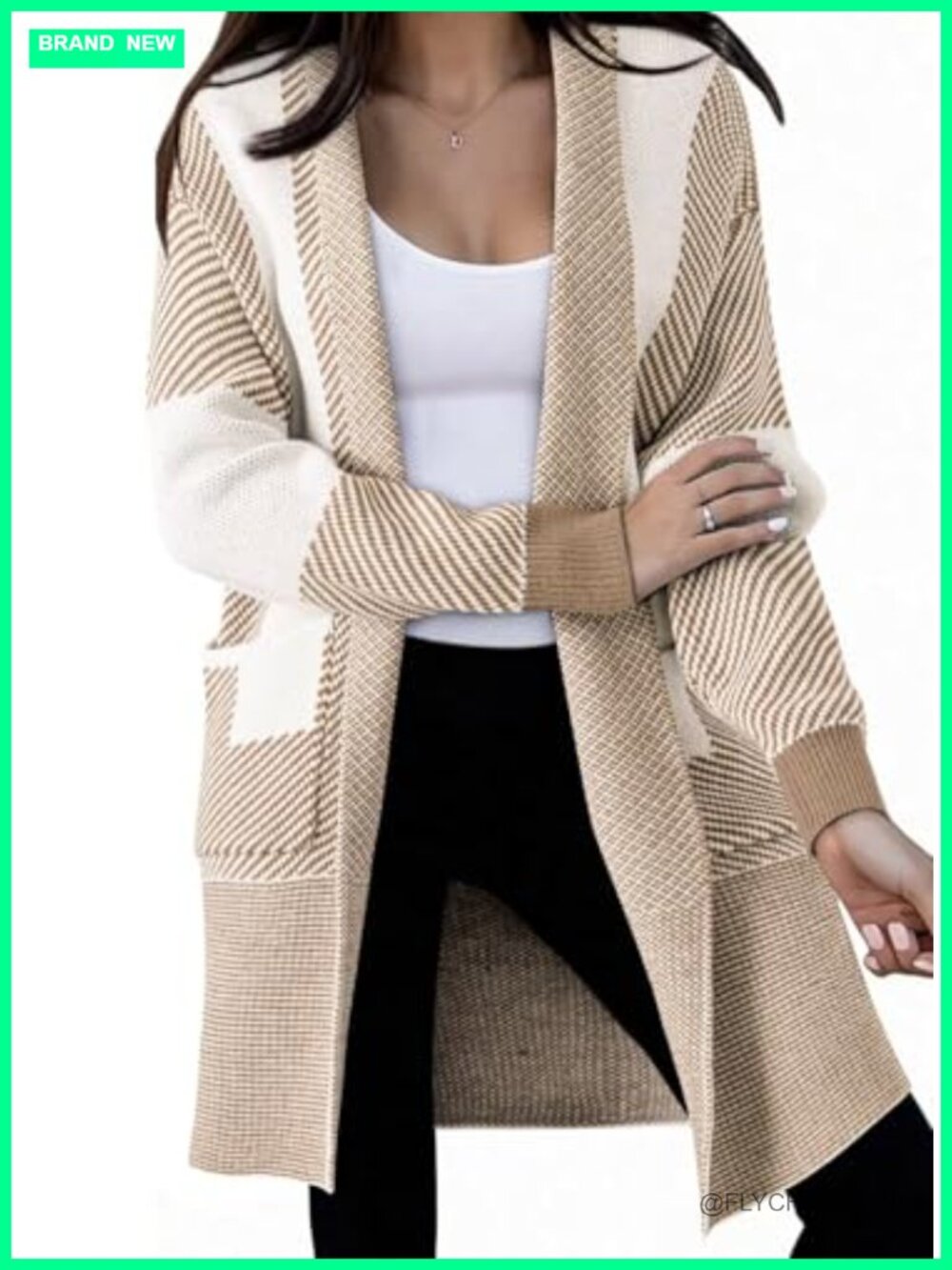 Oversized Long Cardigan Sweater with Pockets and Open Front